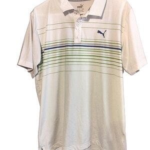 Puma Men's Mattr Canyon Polo Shirt White Neon Green Sz Med